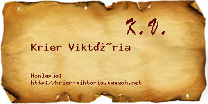 Krier Viktória névjegykártya